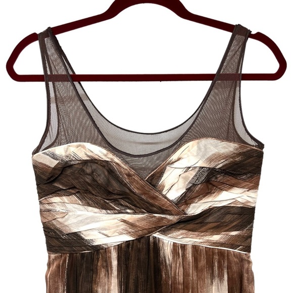 Burberry Batik Brown Mesh Detail Sleeveless Dress Women’s 42 - Picture 4 of 12